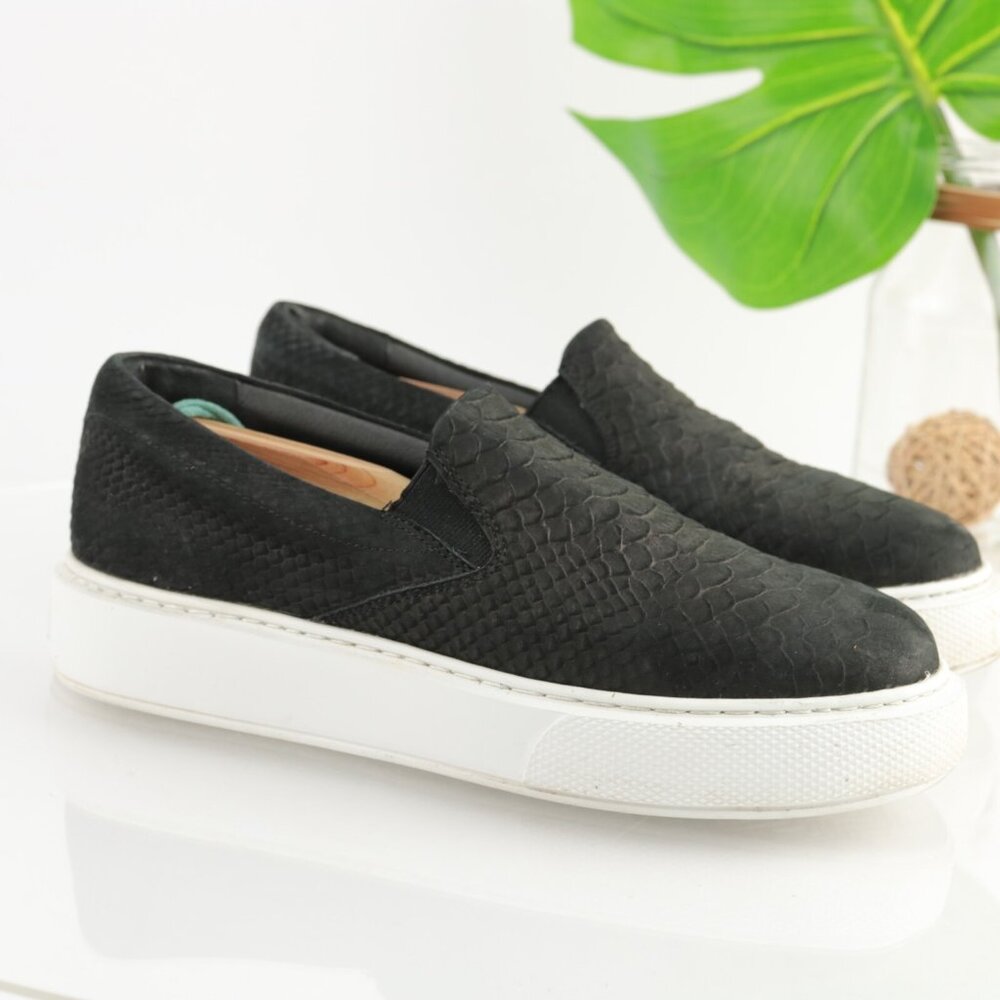 JSlides Womens Jibbie Slip On Shoe Size 8.5 Black Leather Python Platform Sporty